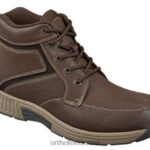 גברים מגפיים Orthofeet קו גבוה 444FP154 חום כהה